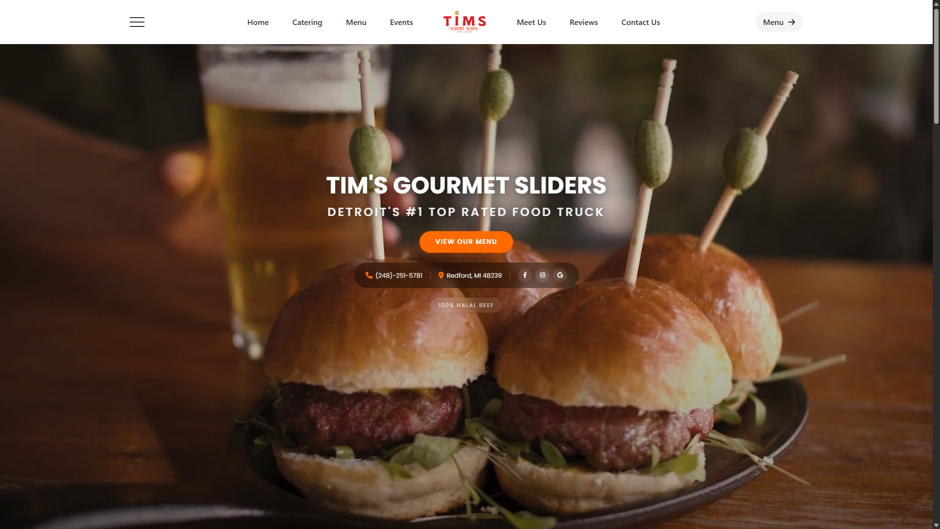 Tim's Gourmet Sliders website
